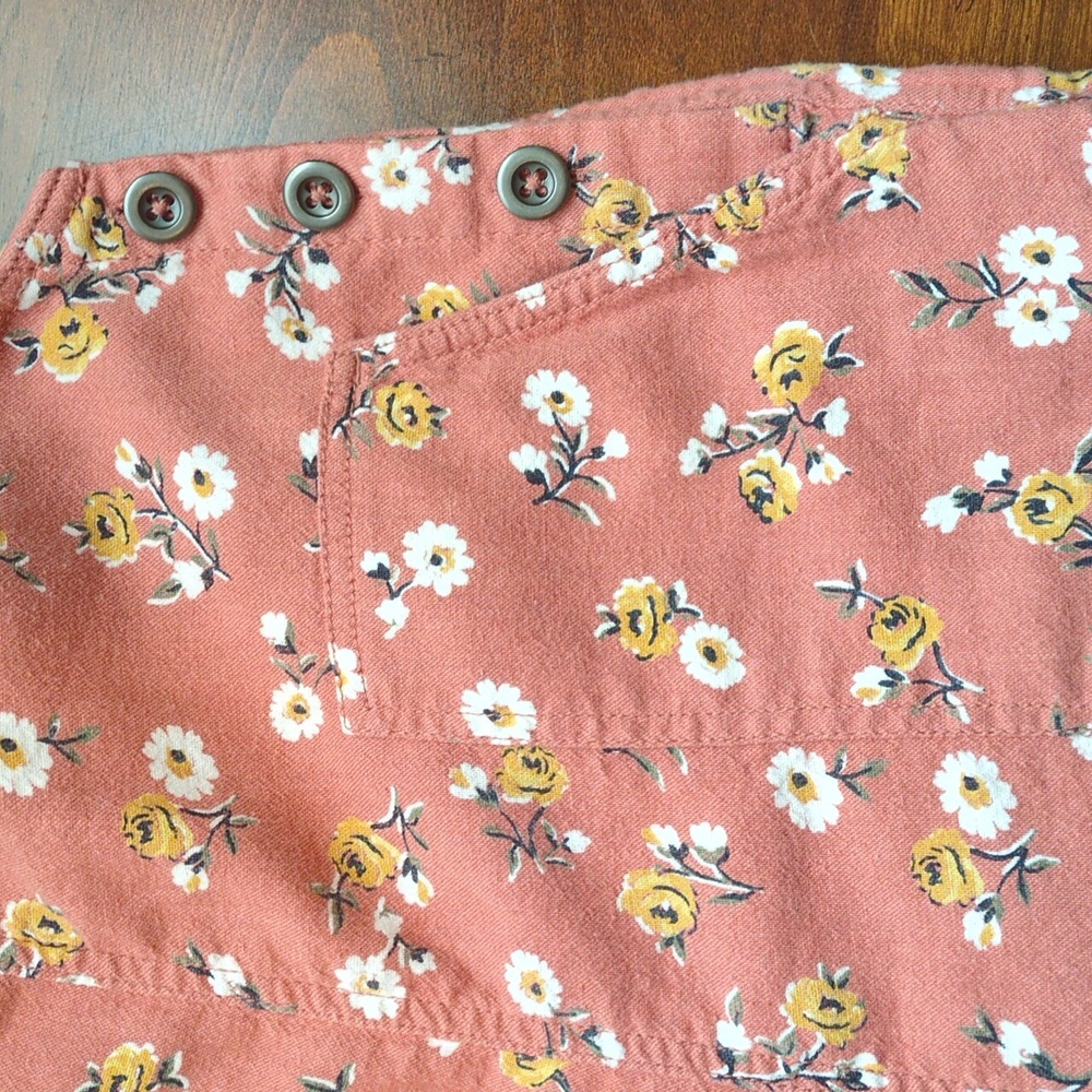 Hollister Cotton Blend Floral Overalls in Rosy Brown Size S - Picture 3 of 10